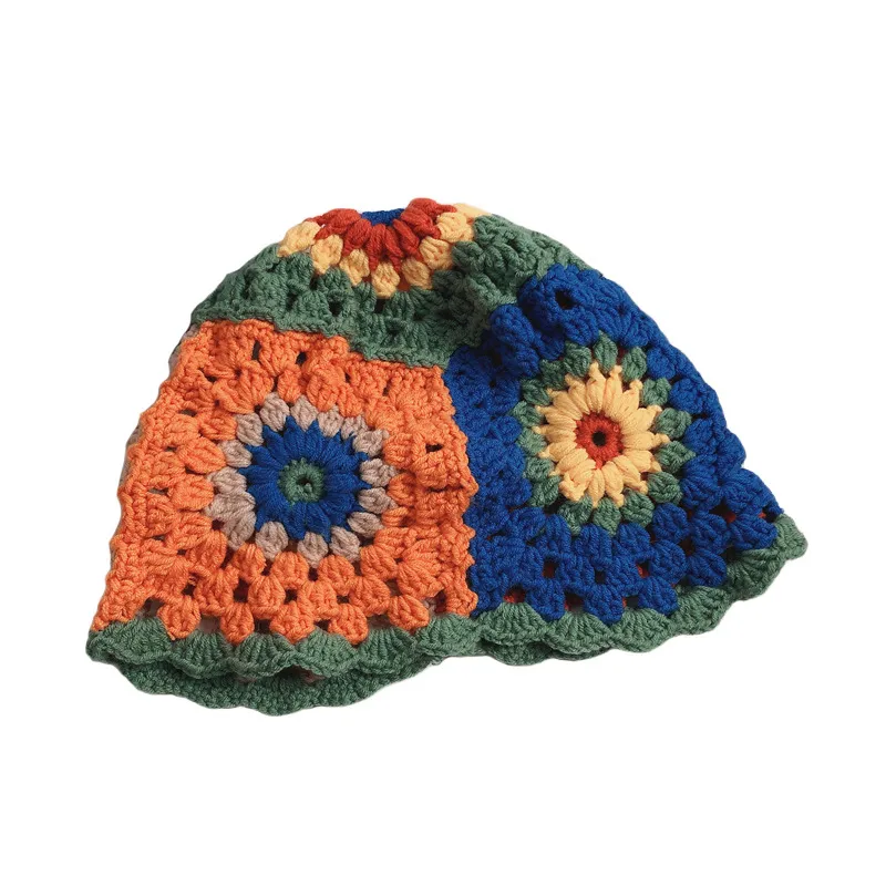 Cappelli Panama da donna Cappello da pescatore lavorato a maglia a fiore cavo Cappello lavorato a mano all'uncinetto abbinato Cappello primavera autunno Protezione solare Cappelli da sole 0615