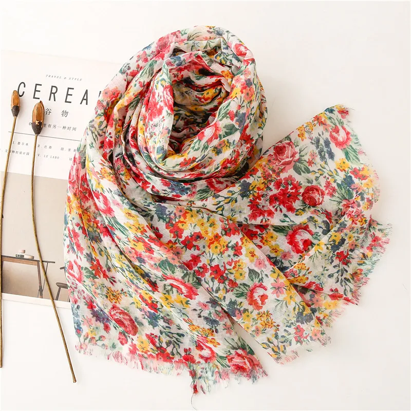 Мода Миллион Полька цветочный бахровый шарф шарф Леди.