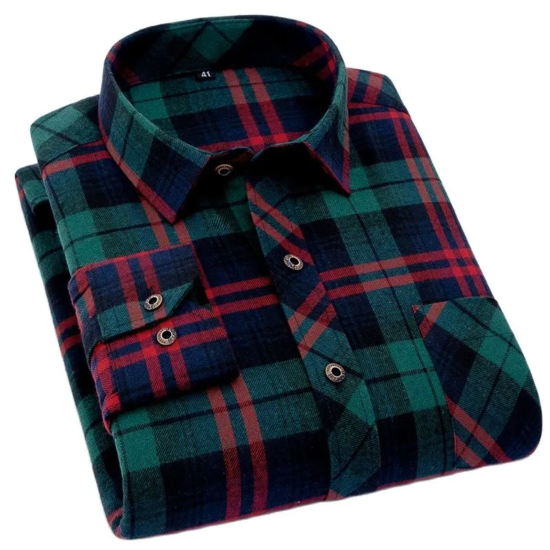 Högkvalitativ Mjuk Bekväm Casual Shirts Män Höst Vår Vinter Långärmad Fashion Flannel Plaid Male Camisas