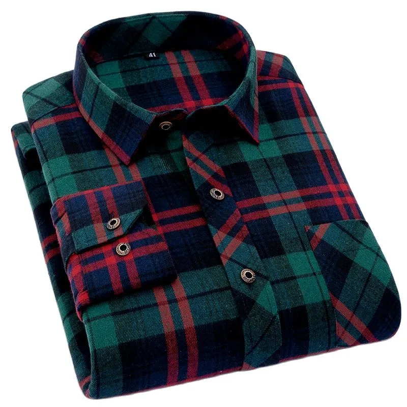 Hoge kwaliteit zachte comfortabele casual shirts mannen herfst lente winter lange mouwen mode flanellen plaid mannelijke camisas