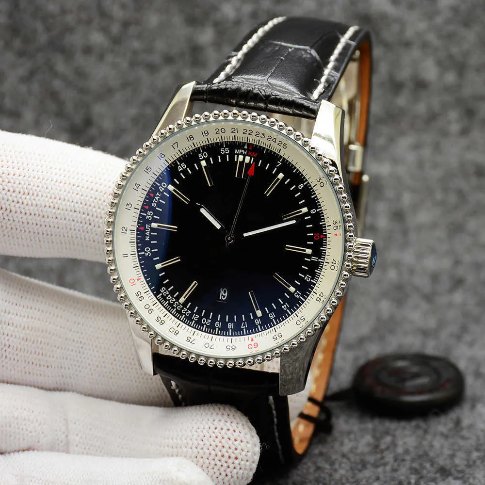 Navitimer 46MM orologio di qualità cronografo movimento al quarzo quadrante nero 50esimo anniversario orologio da uomo cinturino in acciaio orologi da polso da uomo271c
