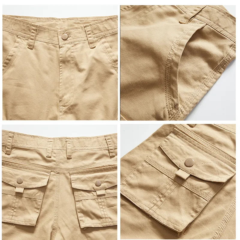 Summer Cotton Cargo Shorts Mens Loose Work Casual Outdoor Short Pants Multi Pocket Byxor 220613
