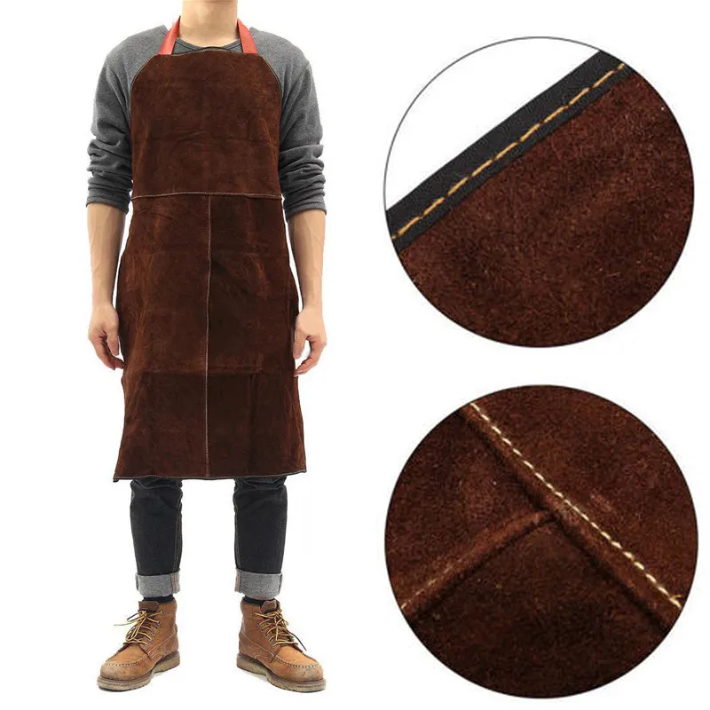 Welding Apron Leather Cowhide Protect Cloths Carpenter Blacksmith Garden Working Anti-scalding 220507