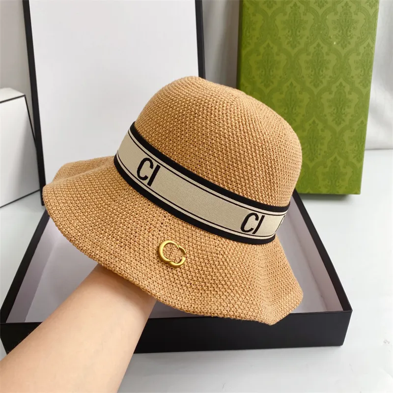Fashion Straw Hat Sunhats Caps Designer Bucket Hats Casquette For Men Woman Breathable Summer Resort Sun Protection Ice Silk Hemp 256A