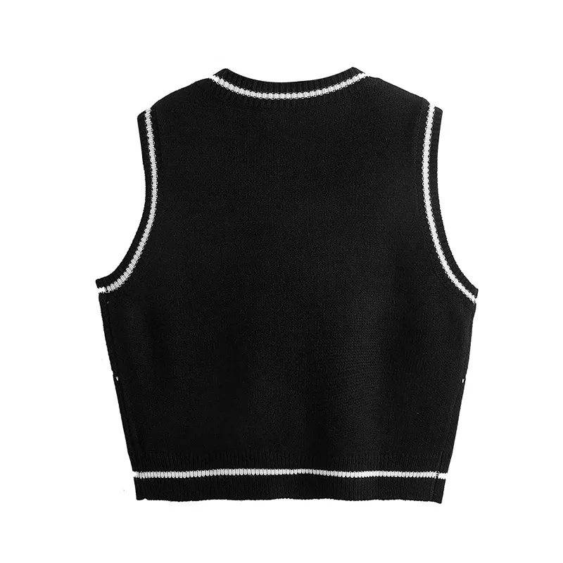 Y2K GOTHIC KINT SWEATER Kamizelka Swoja Skull Argyle Wzór druk dzianin V-Neck Pullover Fashion Jumper Top Women Halloween Streetwear 220719