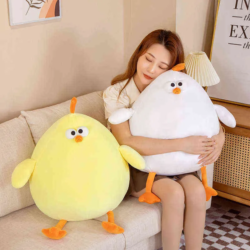 cm Cuddly Squishy Chick Peluche Ripiene Ultra Soft Bianco Giallo Pollo Cute Cartoon Animal Doll Amico addormentato bambini J220704