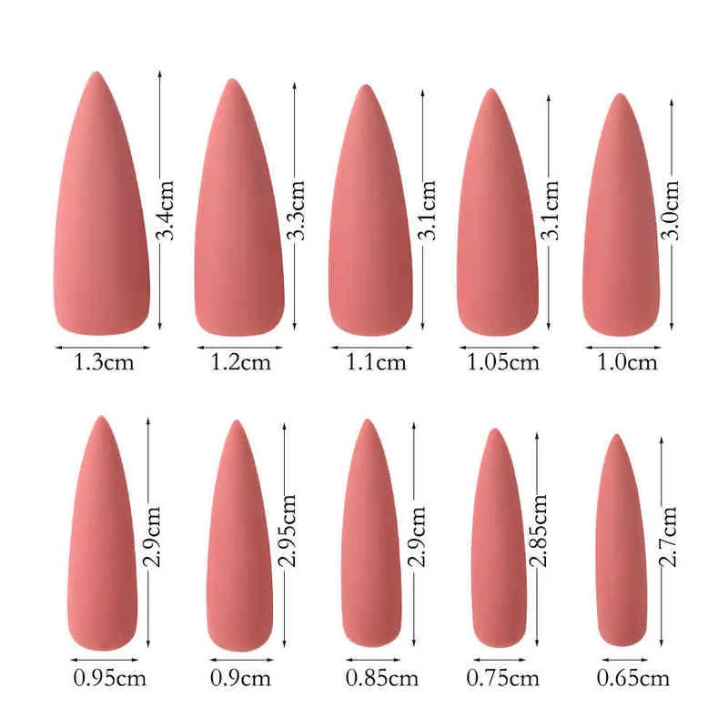 FALSE NAILS 30 PIE PIE FULL PASTE NAIL Color Carton Längt Frosted Water Drop Tip Manicure Patch Solid Stiletto Fake 0616