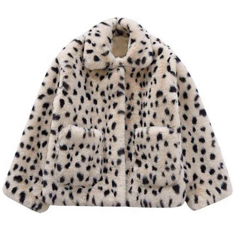 ZXRYXGS 2022 New Autumn Winter Clothing Leopard Print Faux Fur Coat Elegance Fashion Jacket Short Loose Young Women's Coat T220716