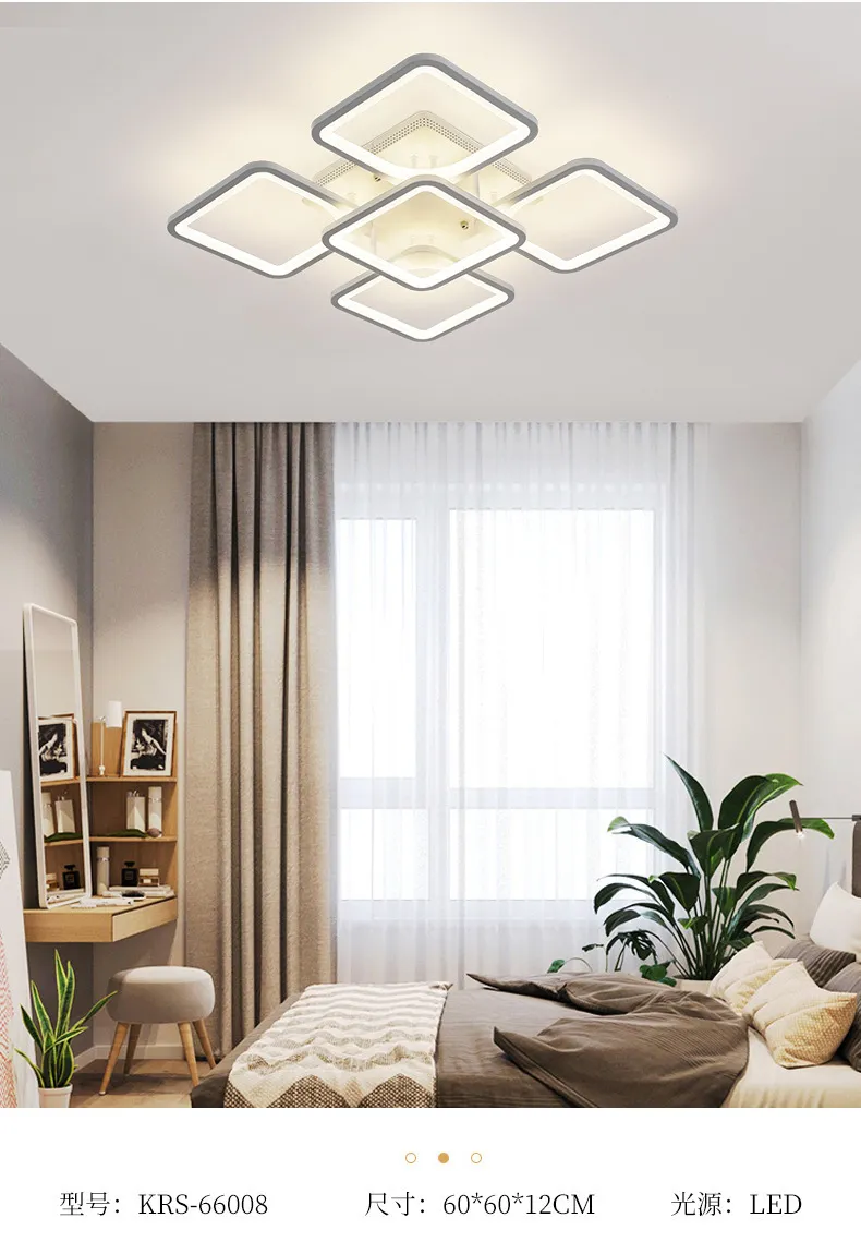 Geometric Modern Led Ceiling Light Square Aluminum Chandelier Lighting for Living Room Bedroom Kitchen Home Lamp Fixtures214L