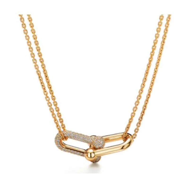 Moda hardwear jóias colar designer de luxo ferradura pingentes série colares rosa ouro platina corrente diamante adulto jóias281d