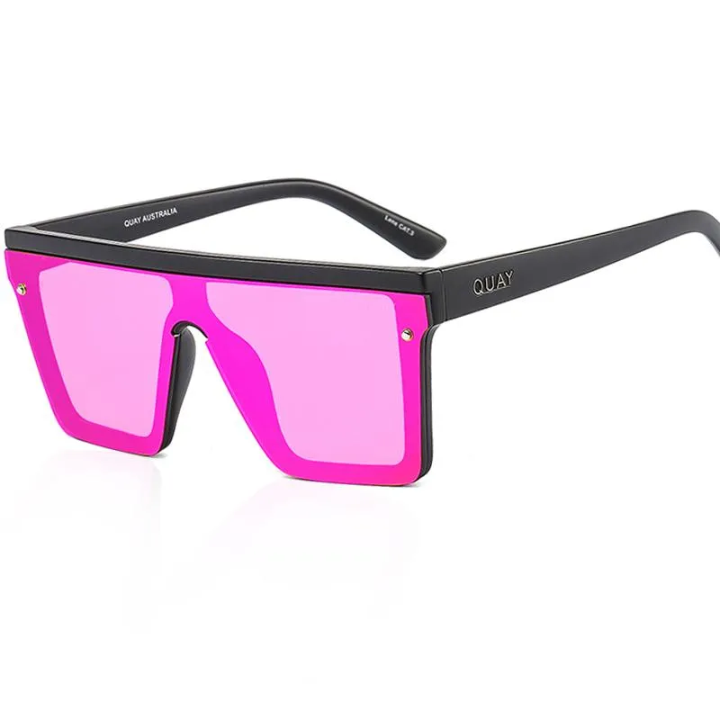 Sonnenbrille Übergroße Frauen Flache Top Quay Quadratische Sonnenbrille Für Weibliche Vintage Spiegel Damen Shades UV400283g