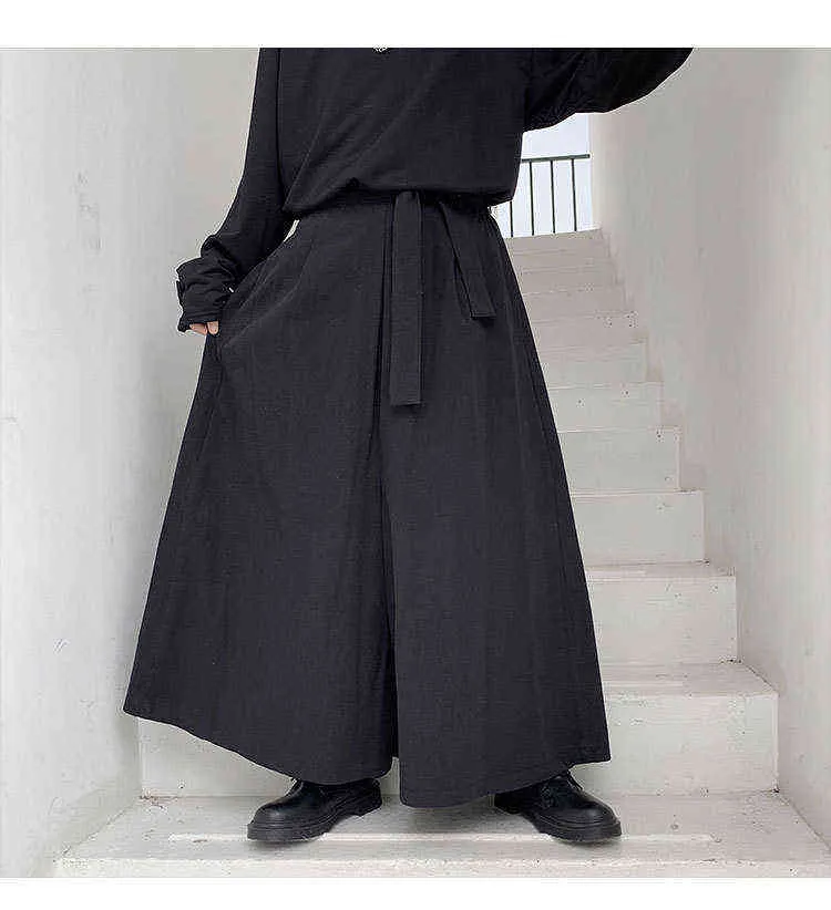 2022 Men Hakama Harajuku Kimono Samurai Pants Men Casual Wide Pants Men Chinese Style Hanfu Tang Trousers Male Kendo Uniforms L220706
