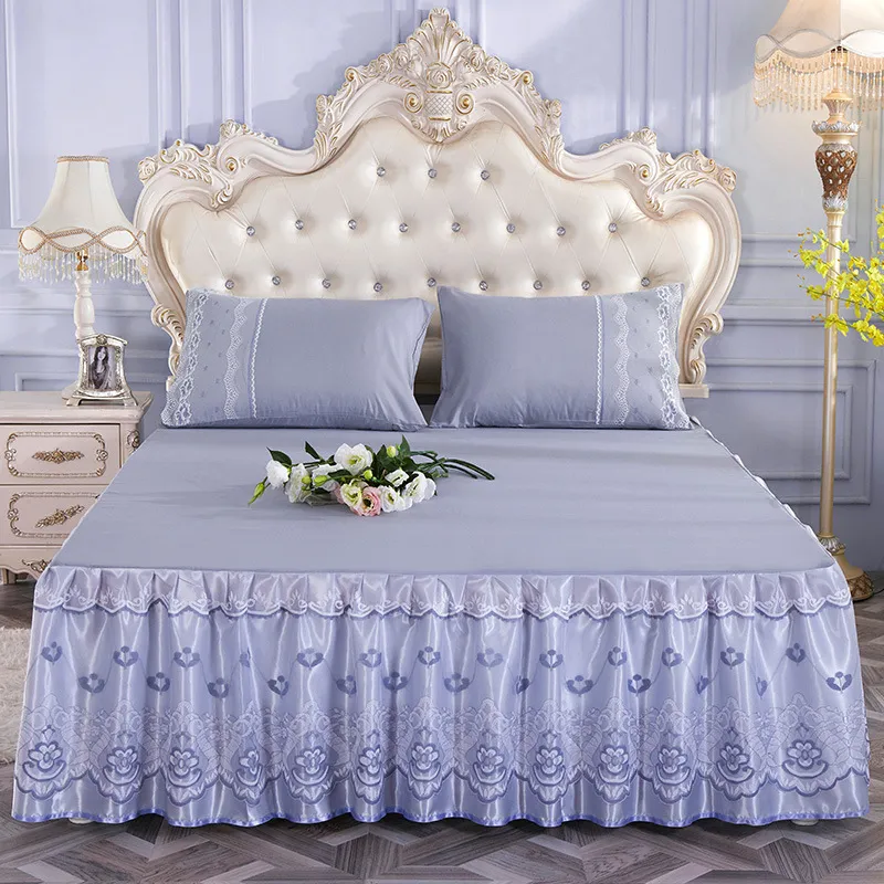 Księżniczka pościel solidne potargana spódnica poduszki koronkowe arkusze łóżka okładka Król królowa pełna rozmiar rozmiaru okładka 220623