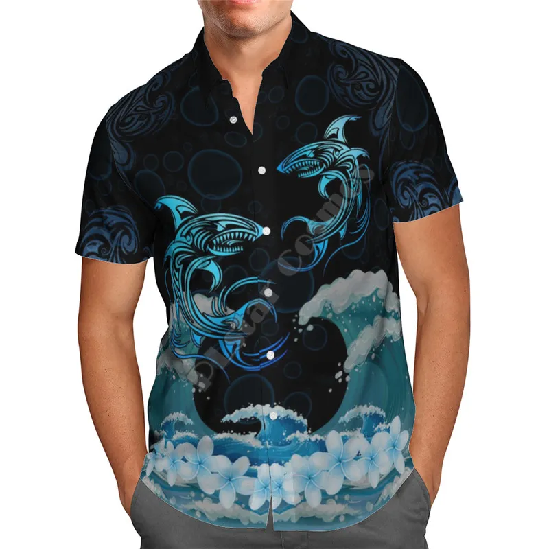 Hawaii-Hemd, hawaiianischer Strand, Sommer, Surf-Haifisch-Druck, 3D-Herrenhemd, Harajuku-T-Shirt, Hip-Hop-Shirts, 10 220505