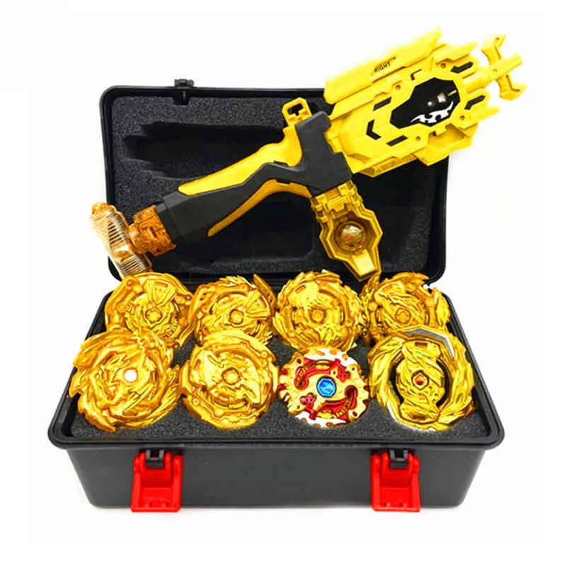 Beyblades انفجار Golden GT Set Metal Fusion Gyroscope مع المقود في صندوق أداة خيار ألعاب للأطفال AA220323