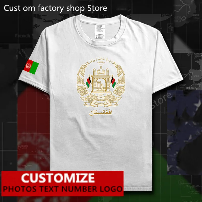 아프가니스탄 아프가니스탄 국가 플래그 티셔츠 무료 커스텀 저지 DIY 이름 번호 100면 T 셔츠 AFG Islam Pashto 220616GX