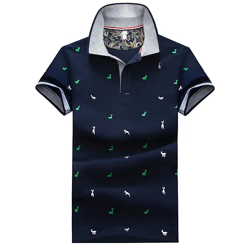 Cerf imprimé Polo hommes été à manches courtes coupe ajustée Polos s mode haut t-shirts décontracté chemises de Golf 220719