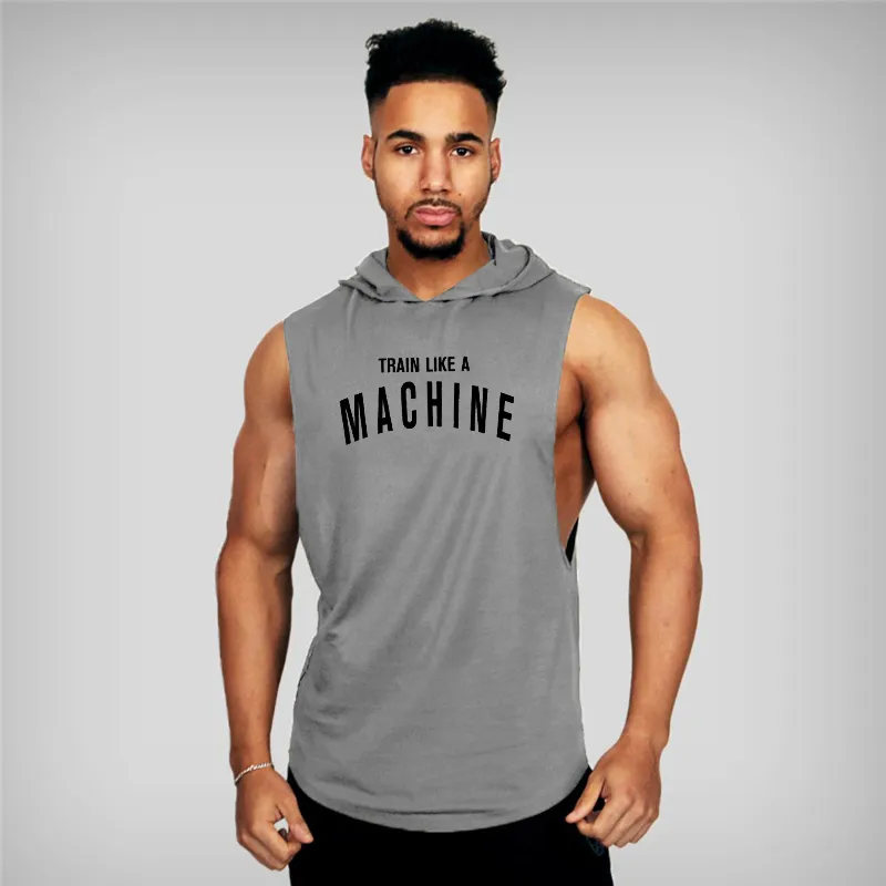 MUSCLEGUYS MERK LIFTWEAR Gym Kleding Fitness Men Mouwloos Hooded Shirt Bodybuilding Stringer tanktops Hoodies Singlets 220621