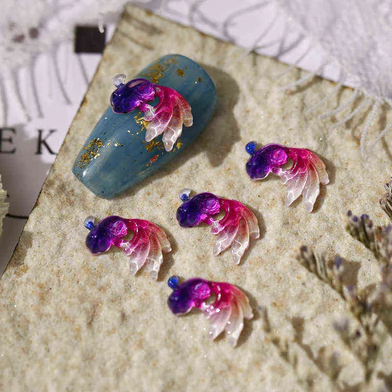 Colorful Jelly Sculpin Fish Resin Charms For UV Gel Manicure