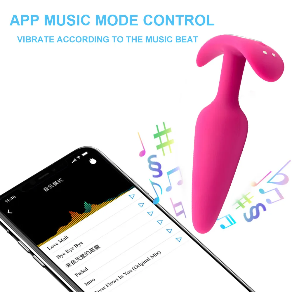 Controllo della musica Vibratore Bluetooth APP Butt Plug Video Remote Anale Massaggio alla prostata Figa Giocattoli sexy Prodotto adulti