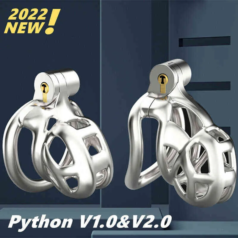 Erotica Adult Toys 316 Acier Inoxydable Python V1.0 V2.0 3D Coq Mamba Cage Pénis Anneau Mâle Serpent Cock Anneaux Dispositif De Chasteté Sex Toys Sex Shop 220507