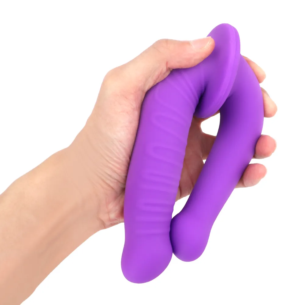 Long Dildo Penis Feminino Masturbação Strap-On Dual Head Anal Plug Sexy Toys para lésbicas flexíveis duplas s