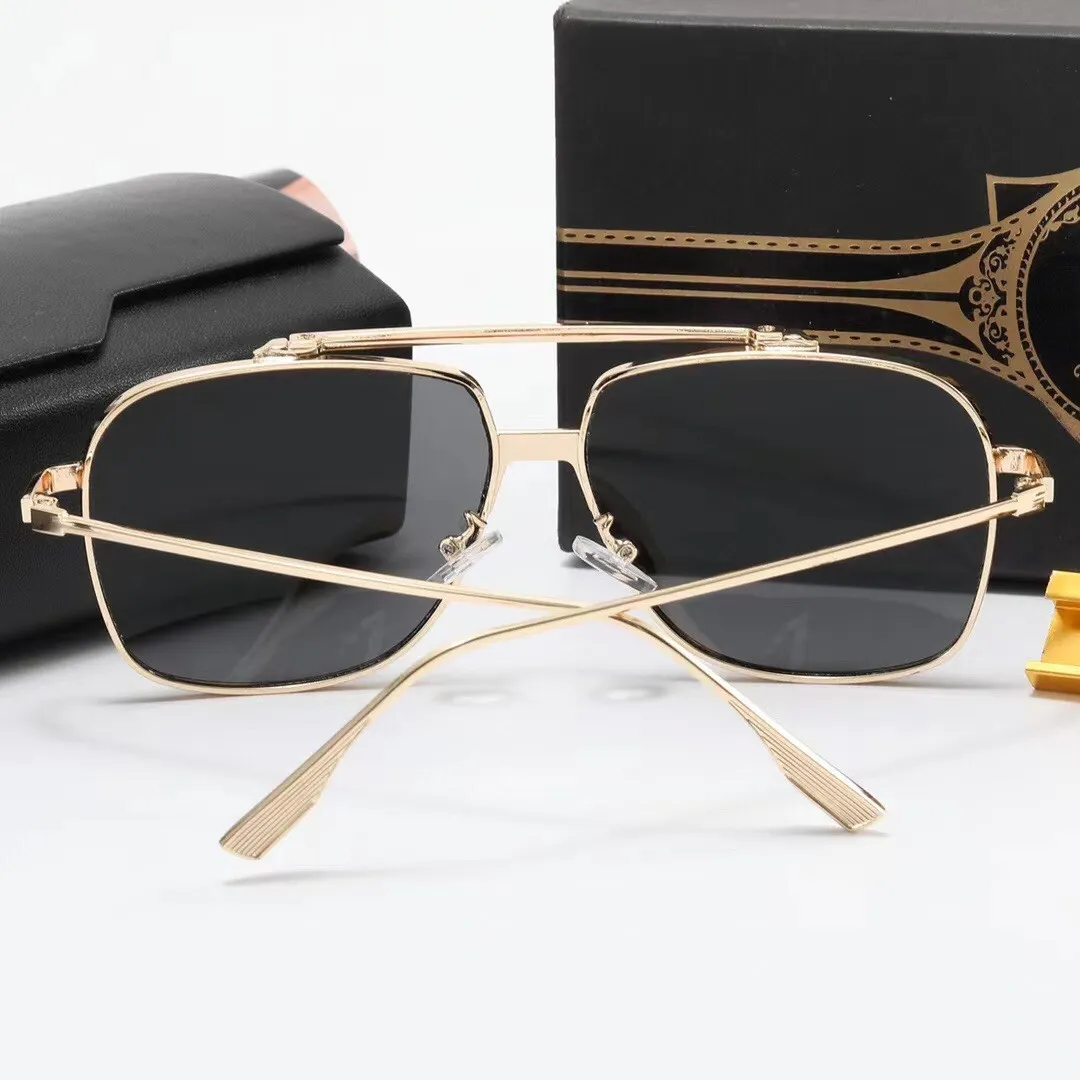 Mode retro designer zonnebril mannen en vrouwen metalen vierkante frame blok UV400 lens buitenbeschermingsglazen met kas