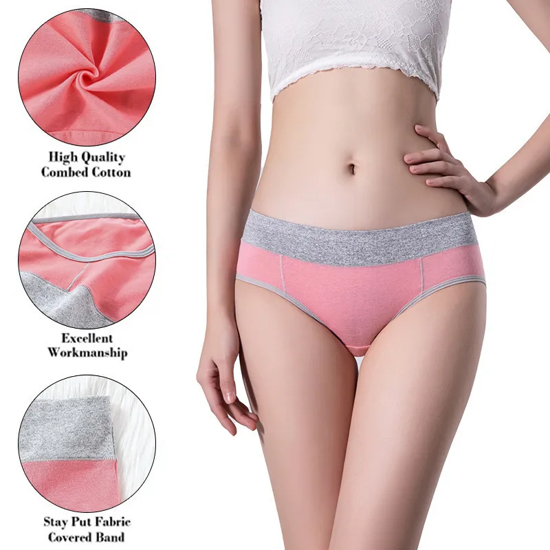 Women Cotton Underwear High Waist Stretch Brief Soft Underpants Breathable Ladies Breathable Sexy Lingerie Panties Multipack 220512