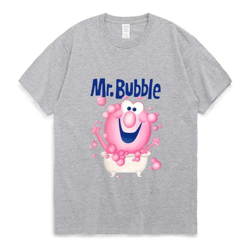Mr. Bubble-Makes Bath Time Fun Active T Shirt Men Men Cute Wzór drukowany T-shirt Summer Botton Trend Trens All-Match TES 220708