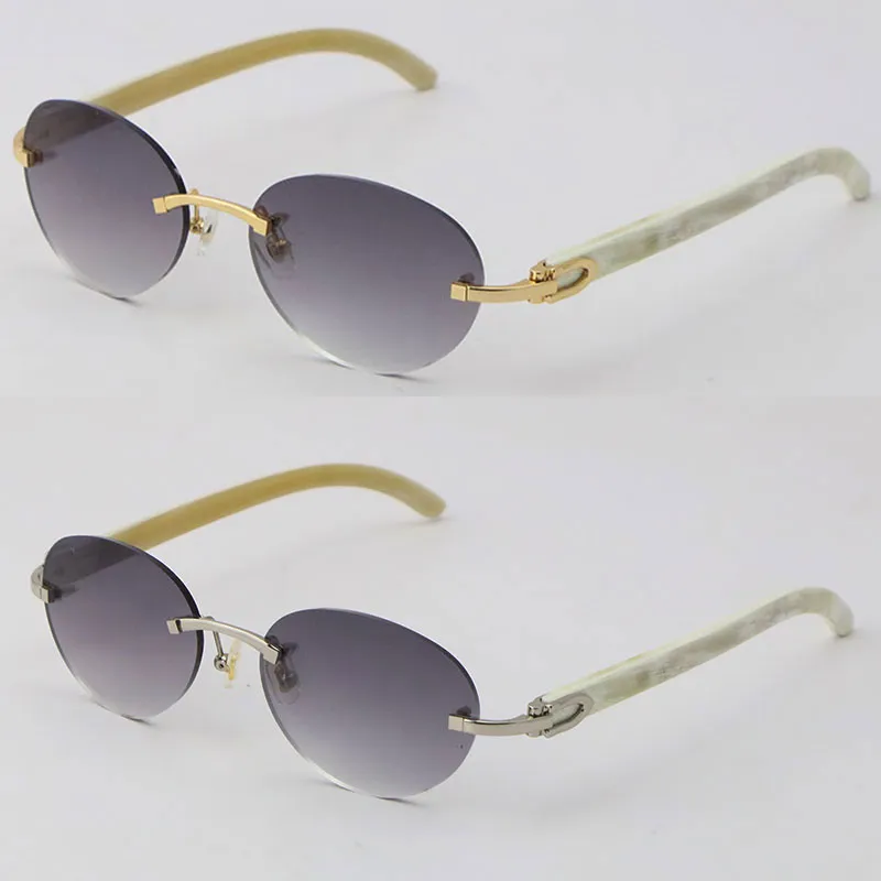 Новая модель, роскошные белые солнцезащитные очки из натурального рога, металлические, без оправы, женский дизайн, классическая модель, солнцезащитные очки, мужская мода, 18-каратное золото 236l