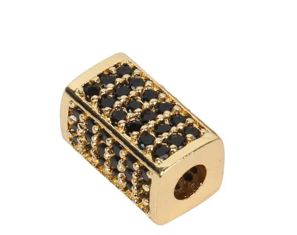 Tube cristal micro pavé cz zircon cubique perles de zircone cuivre argent or noir plaqué bracelet accessoires hf34