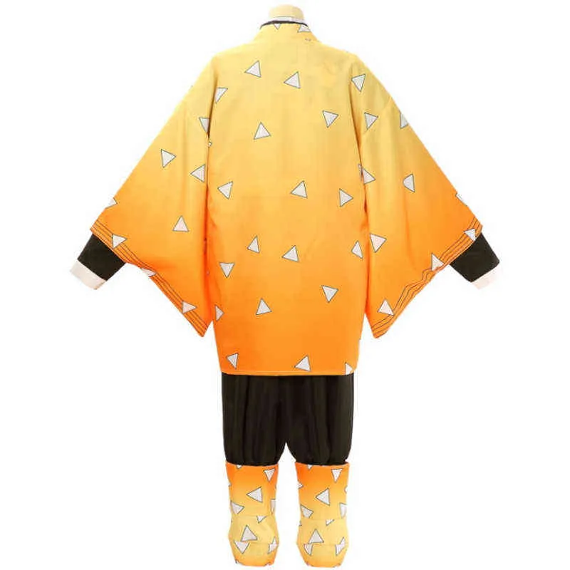 Anime Demon Slayer Kimetsu No Yaiba Agatsuma Zenitsu Kimono Ropa de Halloween Cosplay Costume AA220324