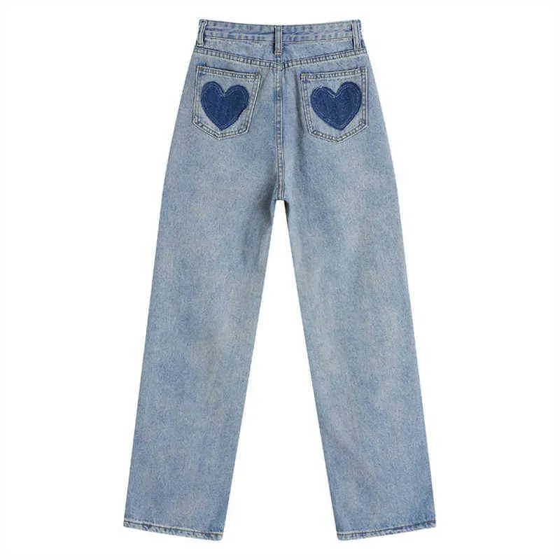 Голубые джинсы Женские весенние лето -лето с высокой талией любовная вышиваем