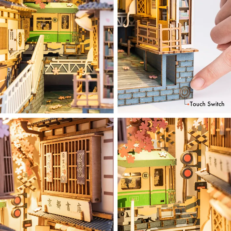 Robotime Rolife Book Nooks Stories in Books Series 4 Kinds Diy Wood Miniature House With Furniture Dollhouse Kits Toy TGB01 220715