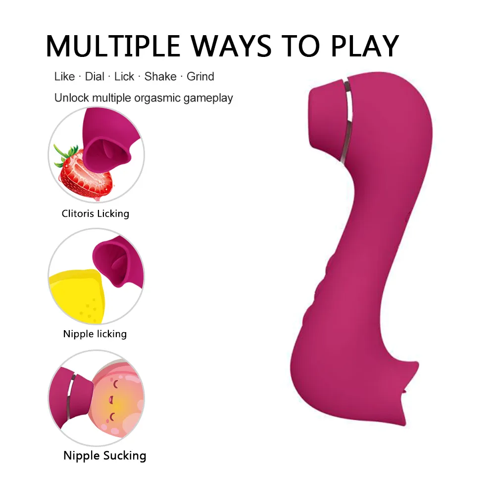 Licking & Sucking 2 in 1 Clitoral G Spot Vibrator Nipple Massager Oral Sucker for Women Clit Stimulator sexy Toys Adults Products