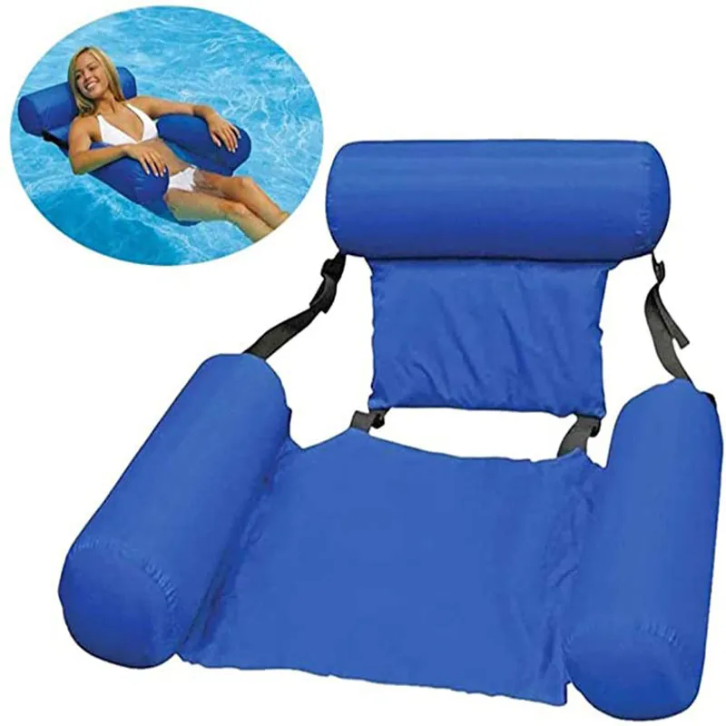 PVC zomer opblaasbaar opvouwbaar drijvende rij zwembad water hangmat luchtmatrassen bed strand water sportlounk stoel
