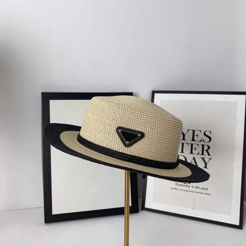 القش قبعة بحافة النساء مصمم Casquette إمرأة الصيف قبعات قبعات رجل قبعة بيسبول أزياء الشارع المجهزة الشاطئ مثلث كوخ D227142F