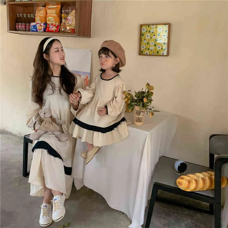 New Mom And Daughter Matching Clothes Family Look Mom And Daughter Mother And Daughter Same Long Sleeve Dress Girls Dresses