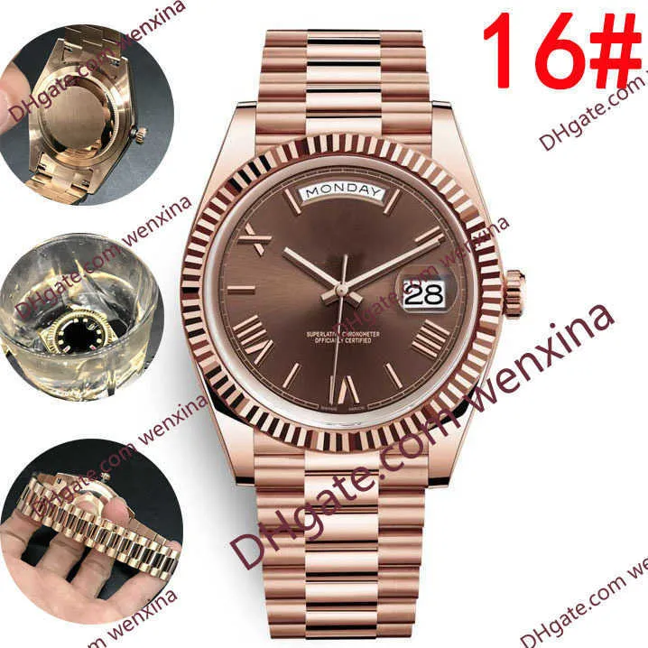 20 cores superior de alta qualidade amarelo rosa ouro presidente rosto grande data mecânica automática relógio à prova dwaterproof água aço inoxidável masculino watchc324j