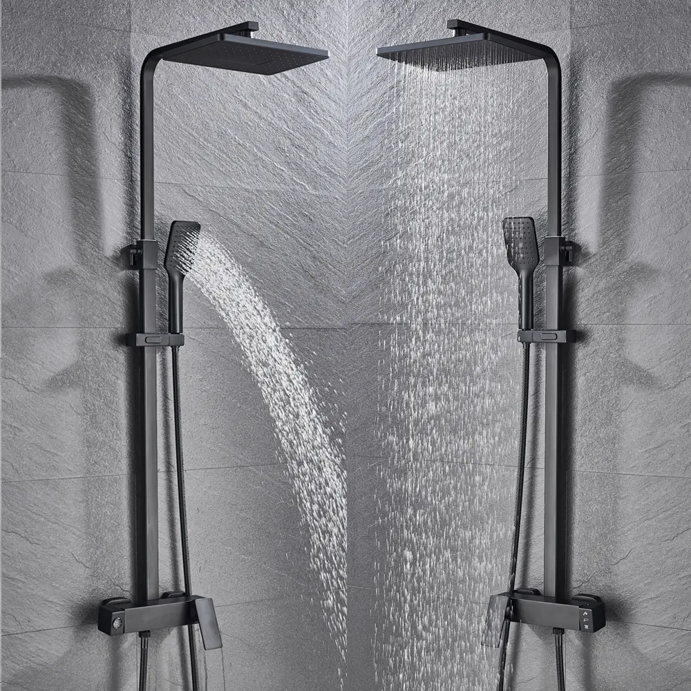 Bathroom Faucet Chrome/Black Rain Shower Head Bath Faucet Wall Mounted Bathtub Shower Mixer Tap Set Mixer