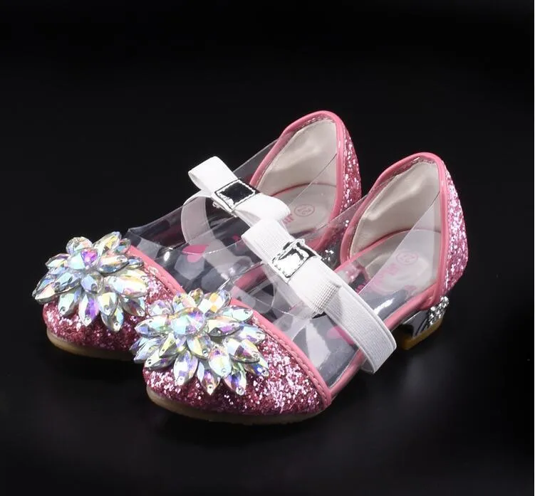 Sepatu Kulit Berlian Cerah Kristal Fashion Tunggal Putri Perempuan Hak Tinggi Performa 220611