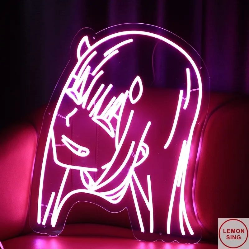 Benutzerdefinierte Zero Two Girl Kein Licht Dimmbares Glühen Ästhetische Lampe Wanddesthetisches Raumdekor Anime LED Neonschild 220615