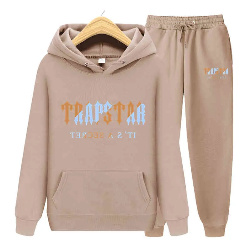 New Autumn/winter Brand Trapstar Tracksuit Men's Hoodie Sports Sets Fashion Rainbow Plush Printing Fleece Sweatshirt Sweatpants