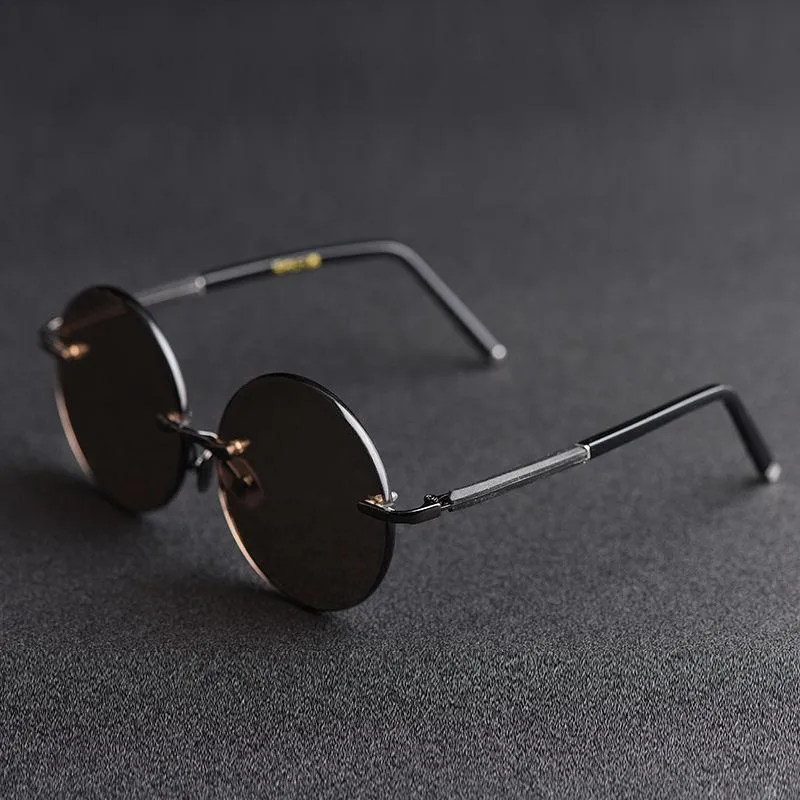 Lunettes de soleil Evove rondes lunettes de soleil en verre pour hommes sans monture marron Vintage surdimensionné 58mm-150mm grand LargeSunglasses2665