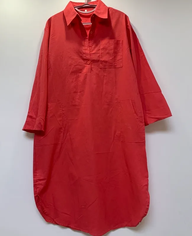 Robe d'été en coton et lin pour femmes, surdimensionnée, décontractée, chemise longue, mode printemps, vêtements de plage, 220628