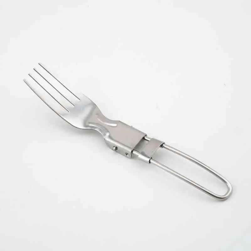 Stainless Steel Foldable Camping Salad Spoon Fork Knives Utensil Picnic Flatware Tableware Outdoor Hiking Travel Tools Y220530