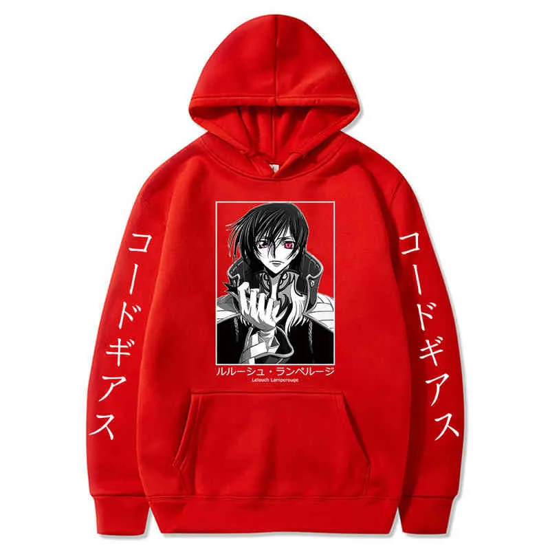 Anime Hoodie Code Geass Haptied Długim Rękawem Streetwear Harajuku Bluza Mężczyźni / Kobiety Unisex Sport Bluiste