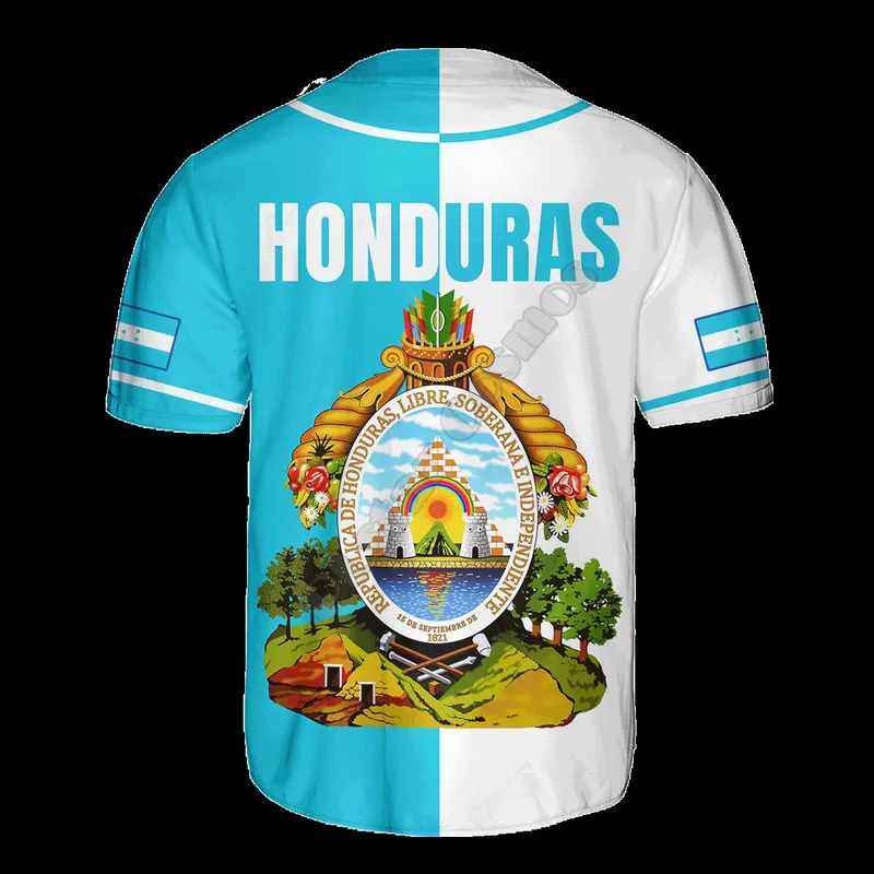 Honduras Yarım Adınızı Özelleştirin Beyzbol Forması Gömlek 3D Baskılı Erkek Günlük Hip Hop Üstleri 220707