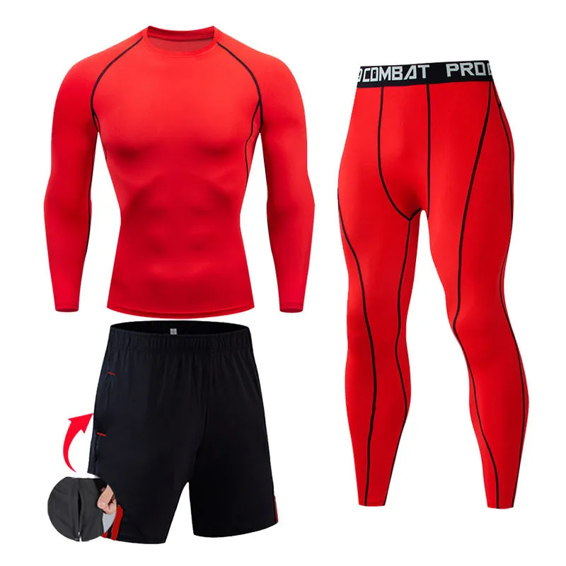 / SETS RUN RUND COLLS MMA T-shirt Tactical Gym Leggings Jogging Sports Men Men Gym Fitness Compression Brand de marque 220518