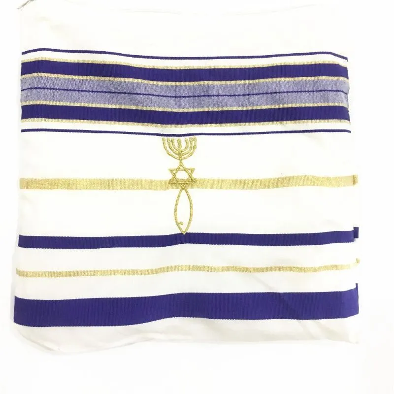 Eşarplar Mesih Yahudi Tallit Mavi ve Altın Dua Şal Talit Talis Bag Scarfsscarves287o